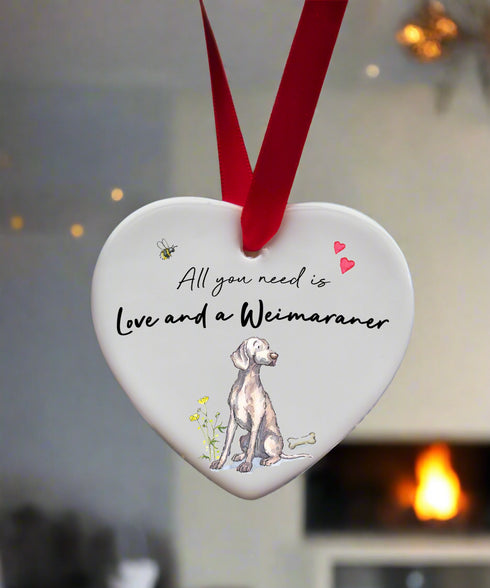 Love and a Weimaraner Ceramic Heart